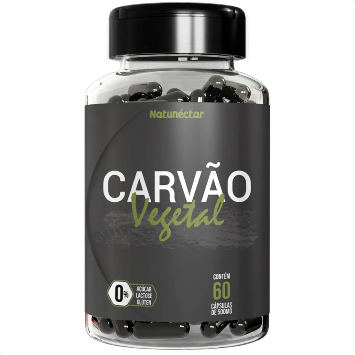 CARVãO VEGETAL ATIVADO PURO- 60 CáPSULAS NATUNéCTAR