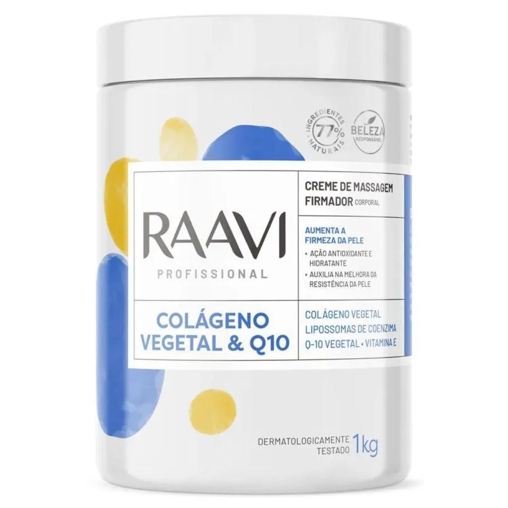 CREME DE MASSAGEM FIRMADOR COLáGENO VEGETAL Q10 1KG RAAVI
