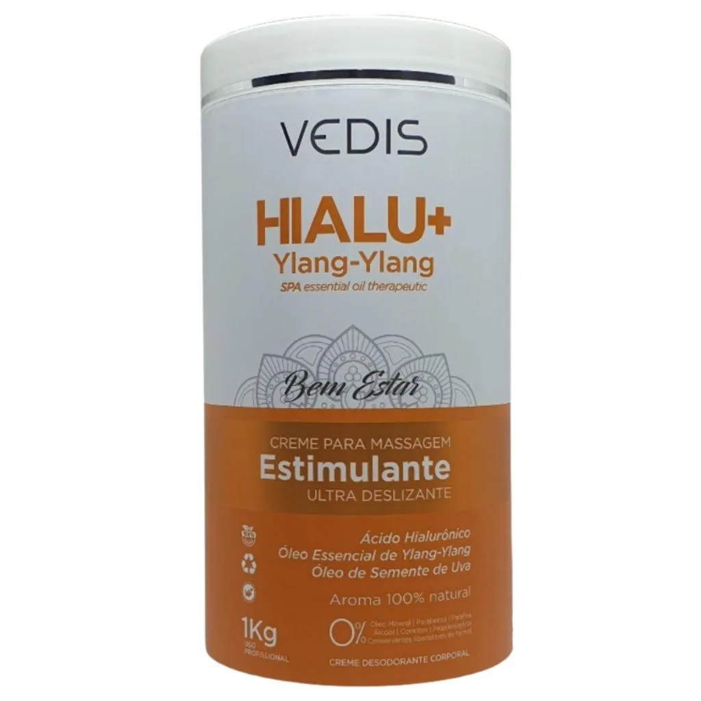 CREME PARA MASSAGEM ESTIMULANTE HIALU+ YLANG YLANG 1KG VEDIS