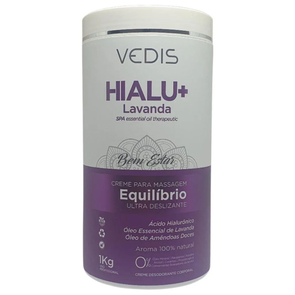 CREME PARA MASSAGEM EQUILíBRIO HIALU+ LAVANDA 1KG VEDIS