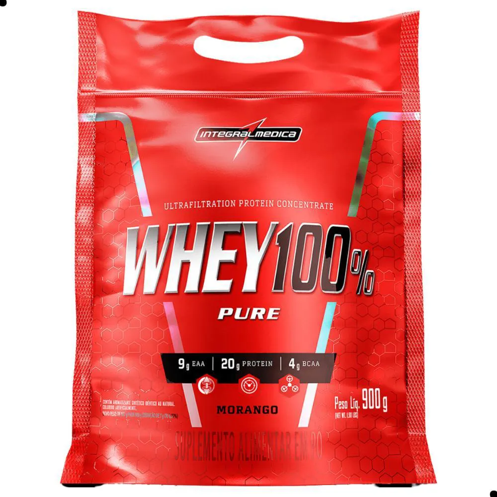 Whey Protein Integralmédica Nutri Whey Pounch 100% Pure Morango Refíl 900g