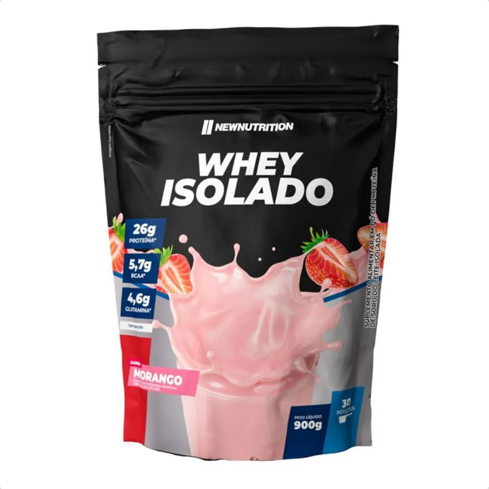 Whey Protein Isolado New Nutrition All Natural Morango 900g 