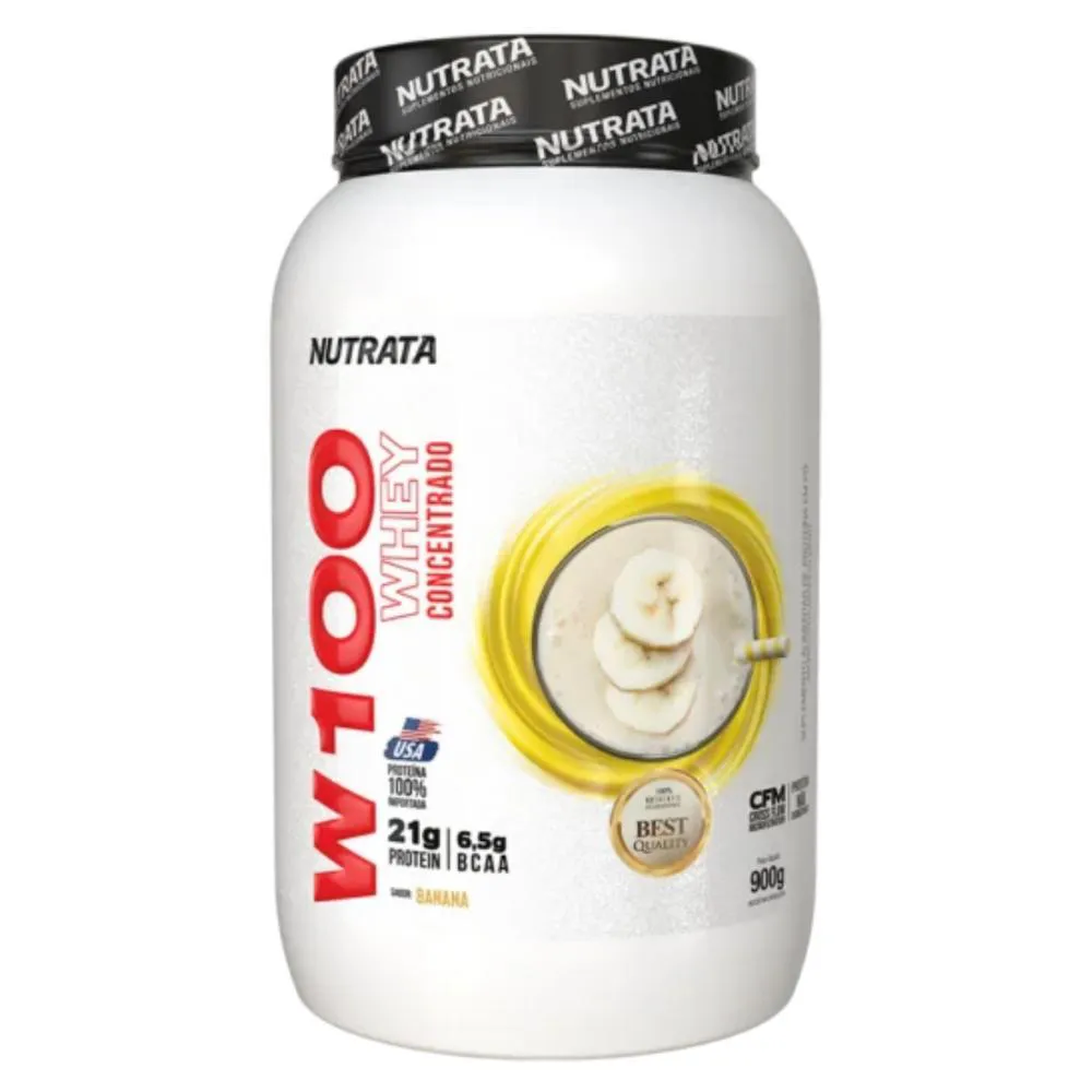 Whey Protein Nutrata W100 Concentrado Banana 900g 