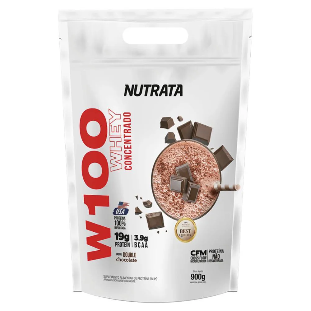 Whey Protein Nutrata W100 Concentrado Refil Double Chocolate 900g 