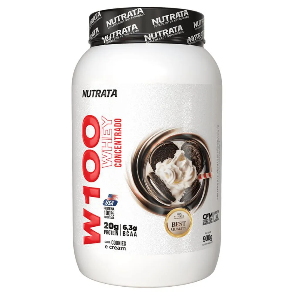 Whey Protein Nutrata W100 Concentrado Cookies And Cream 900g 