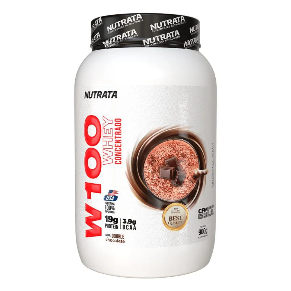 Whey Protein Nutrata W100 Concentrado Double Chocolate 900g 