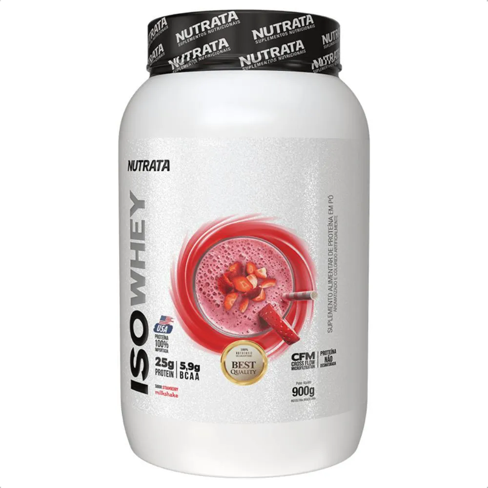 Whey Protein Isolado Nutrata Morango 900g 
