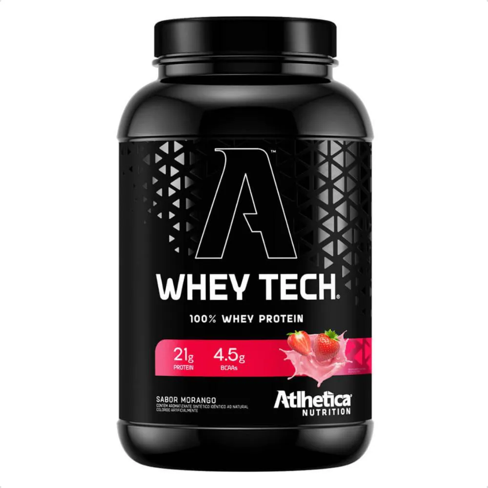 WHEY TECH 100% BLEND PROTEIN 900G ATLHETICA NUTRITION Morango