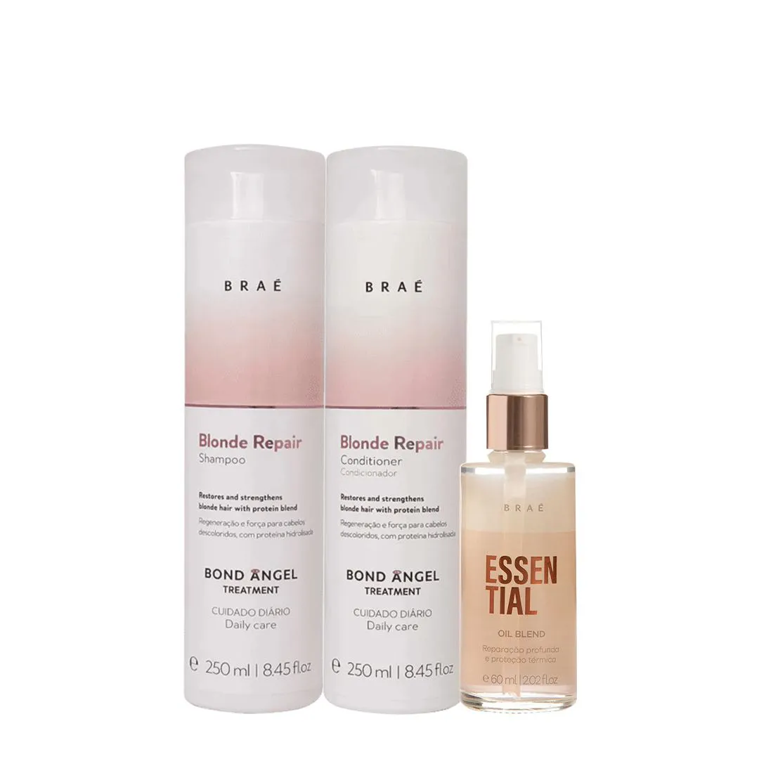 Kit Braé Blond Repair Duo E Essential Oil Blend (3 Produtos)