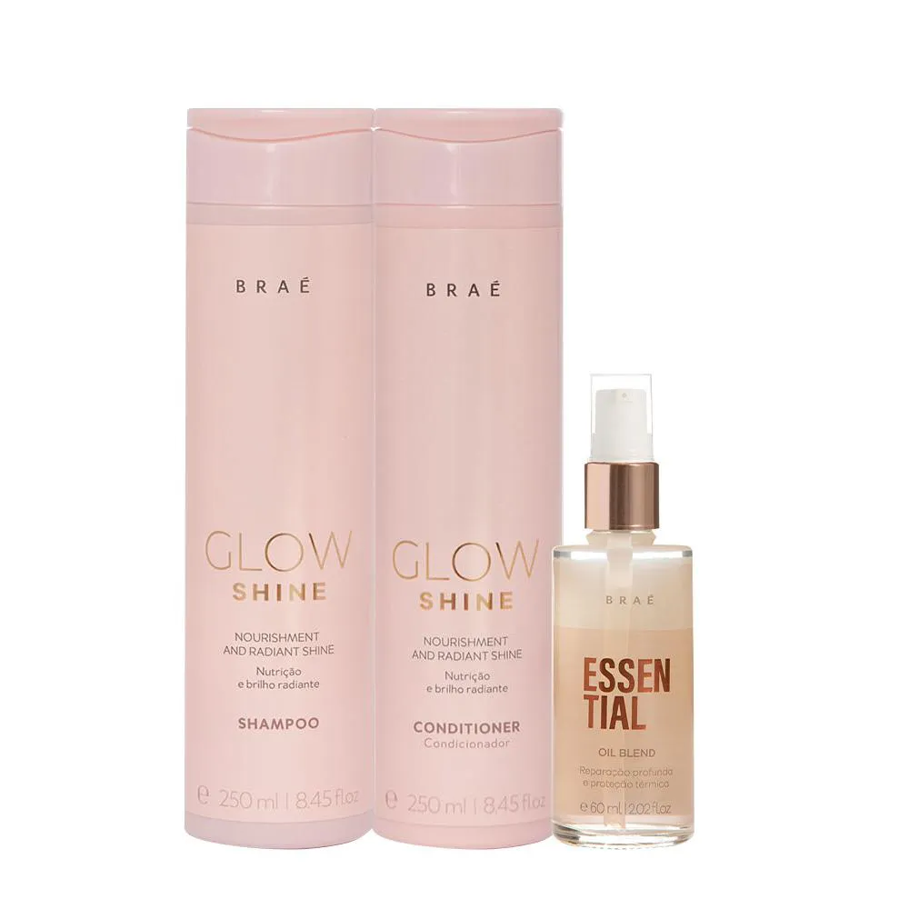 Kit Braé Glow Shine Home Care E Essential Oil Blend (3 Produtos)