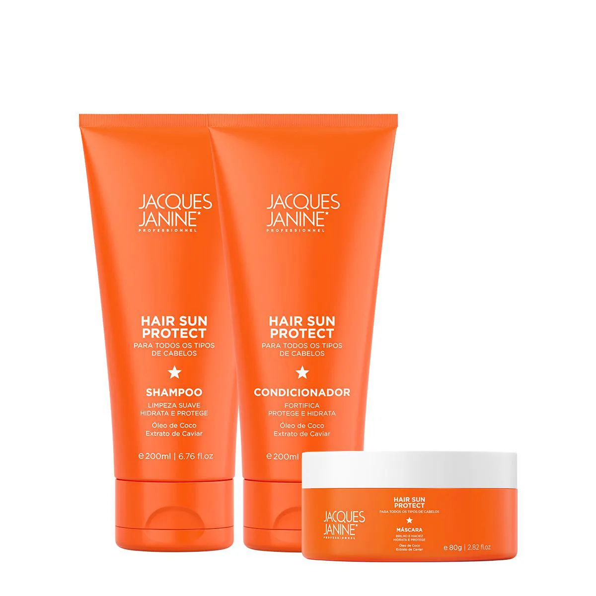 KIT JACQUES JANINE HAIR SUN PROTECT SHAMPOO CONDICIONADOR E MáSCARA P (3 PRODUTOS)