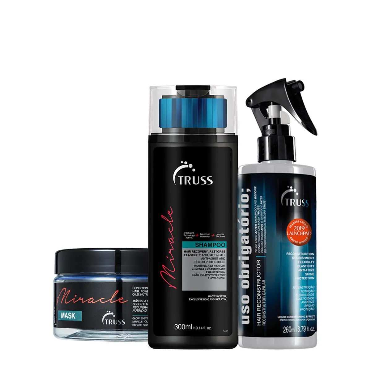 Kit Truss Miracle Shampoo Máscara E Uso Obrigatório (3 Produtos)