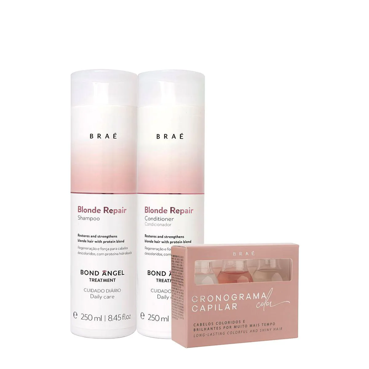 Kit Braé Blond Repair Shampoo Condicionador E Cronograma Capilar Color (3 Produtos)