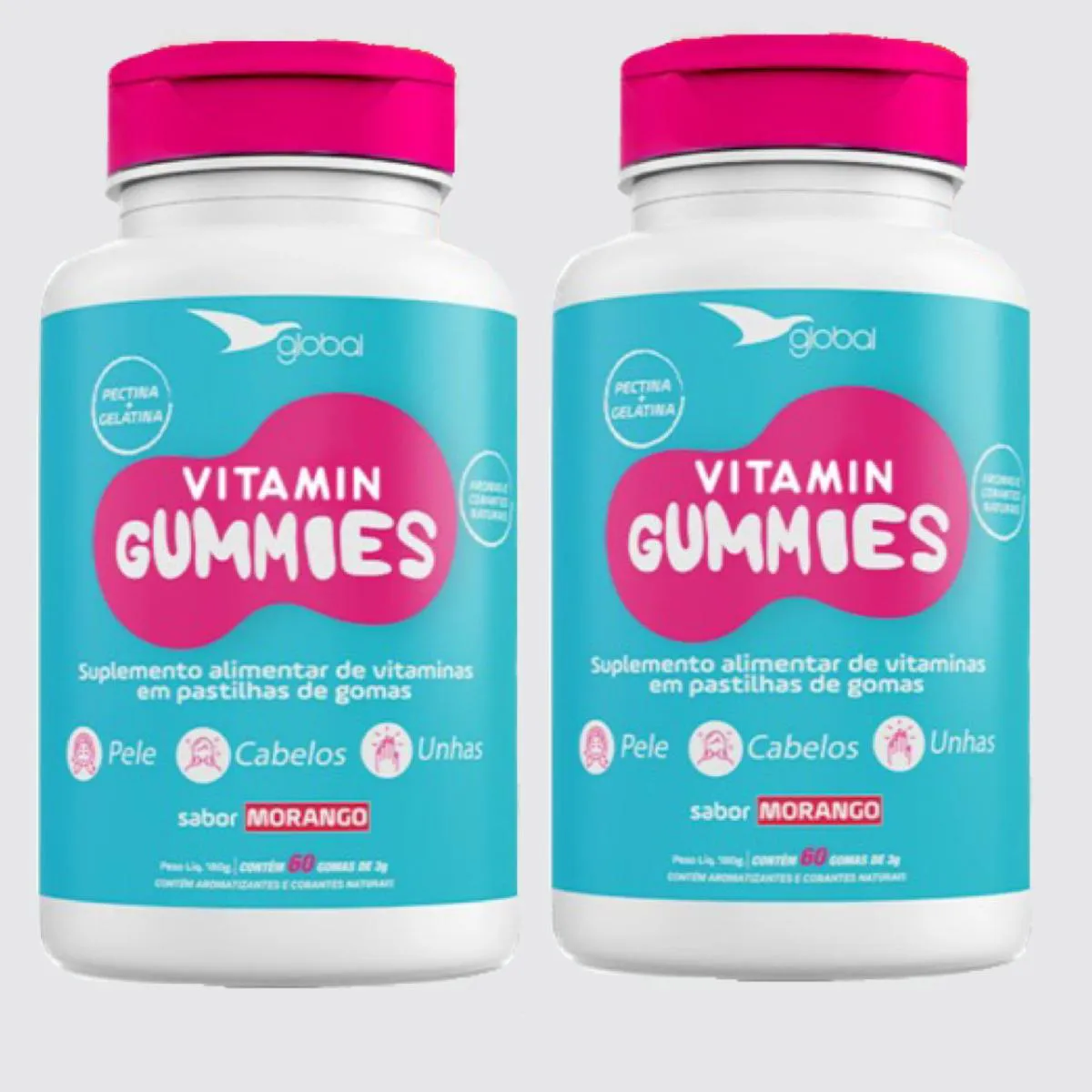 2X VITAMIN GUMMIES CABELOS, PELE E UNHAS GLOBAL 60 GOMAS Droga Raia