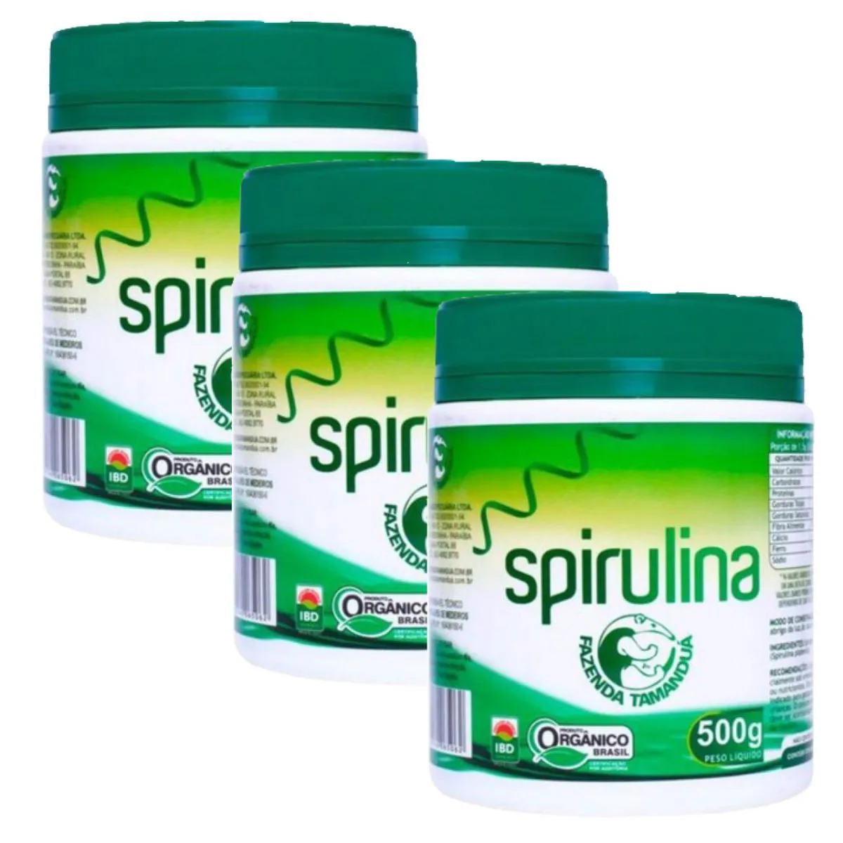 3X SPIRULINA FAZENDA TAMANDUá EM Pó - 500G
