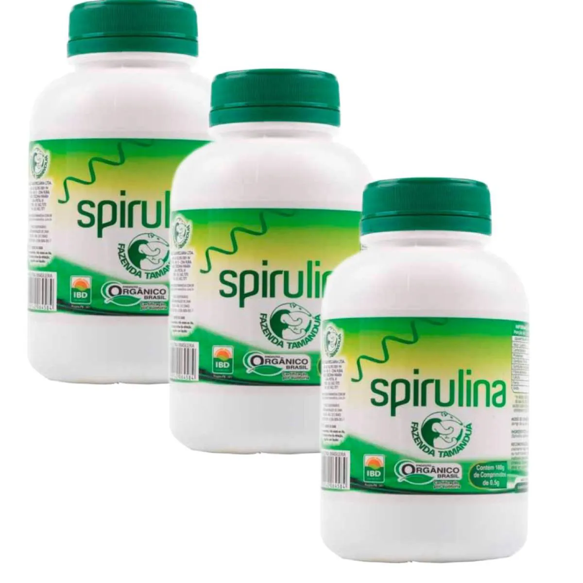 3X SPIRULINA ORGâNICA 180GR FAZENDA TAMANDUá