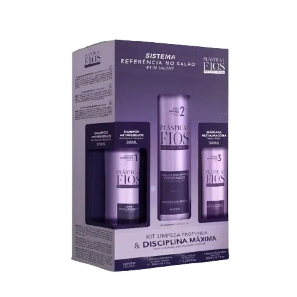 Kit Cadiveu Professional Alisante Plástica dos Fios Shampoo 300ml+ Ativo Antifrizz 1l+ Máscara de Cabelo Restauradora 300ml