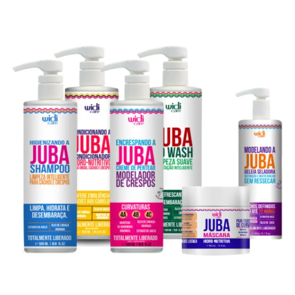 WIDI KIT JUBA SHAMPOO + COND 500 + ENCRESPANDO 500ML + MASC 500ML + GELEIA SELADORA + CO WASH