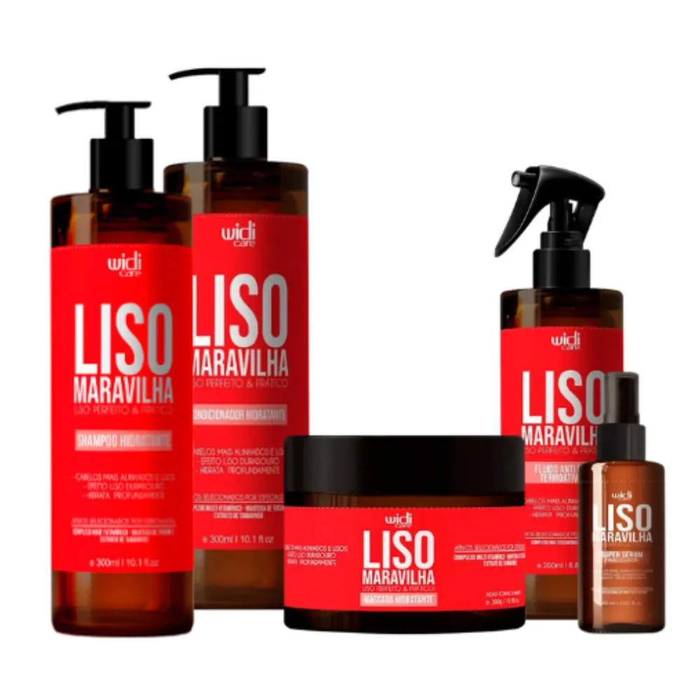 WIDI KIT LISO MáGICO SHAMPOO 300ML + COND 300ML + MASQ 300G + FLUIDO 200ML + SéRUM 60ML