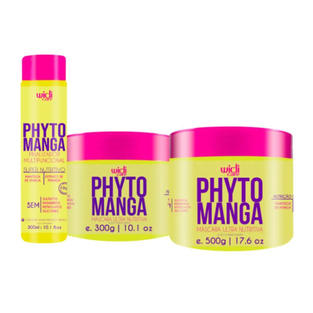 WIDI KIT PHYTOMANGA FINALIZADOR 300ML, MáSCARA ULTRA NUTRITIVA 300G E 500G (3 PRODUTOS)