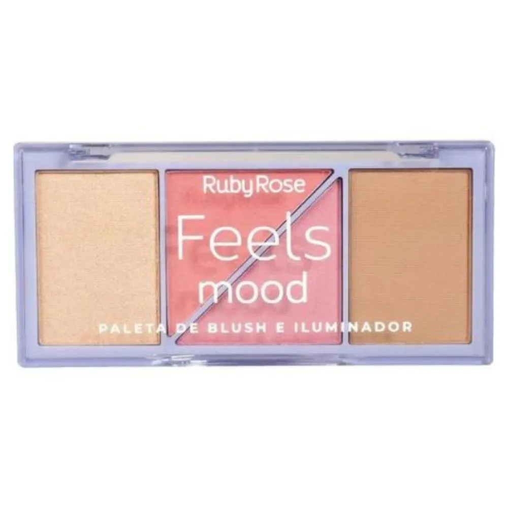 RUBY ROSE HB7529 PALETA DE BLUSH E ILUMINADOR FEELS MOOD 10,3G