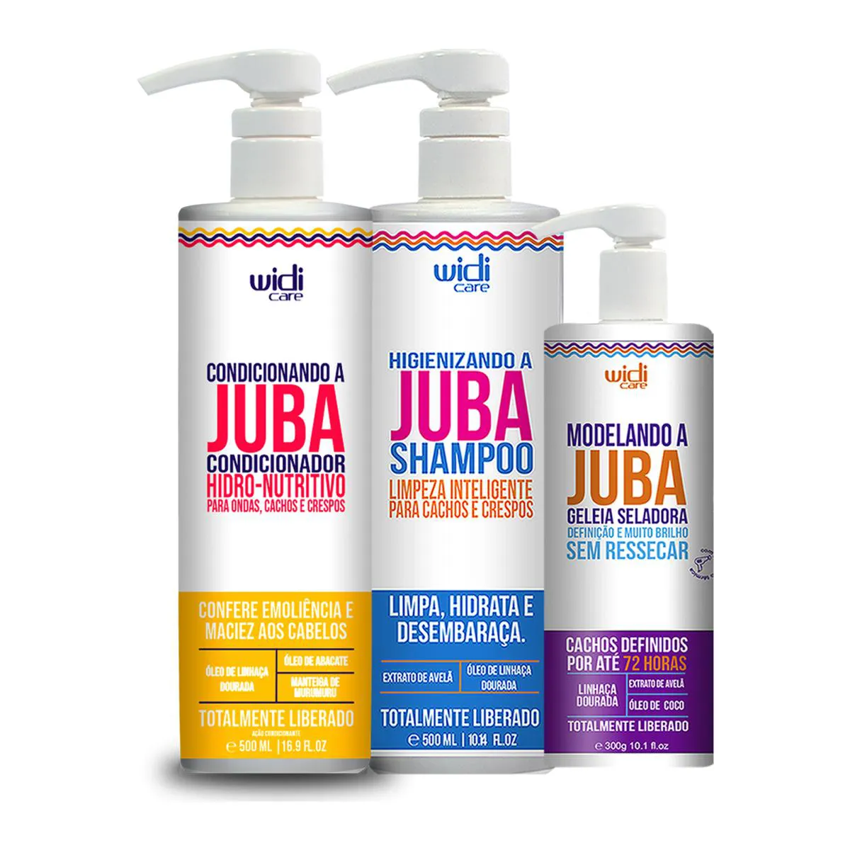 KIT WIDI CARE LINHA JUBA CONDICIONADOR, SHAMPOO, GELEIA
