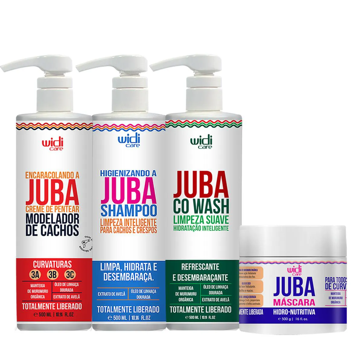 KIT WIDI CARE LINHA JUBA CO WASH, ENCARACOLANDO, SHAMPOO E MáSCARA
