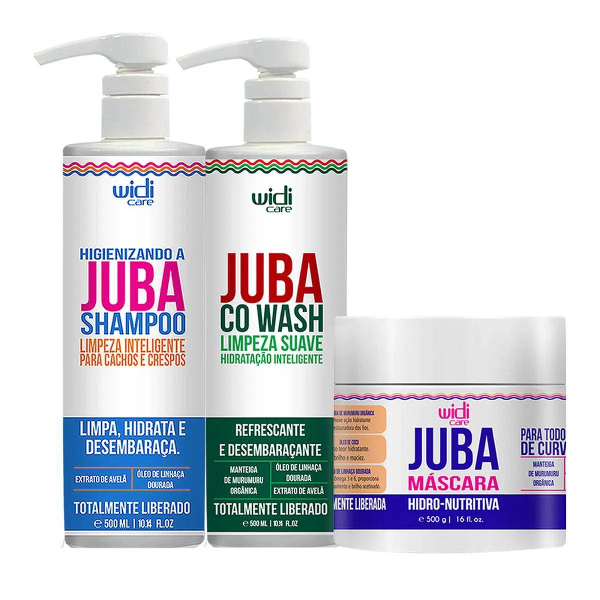 KIT MáSCARA, SHAMPOO, CO WASH JUBA WIDI CARE