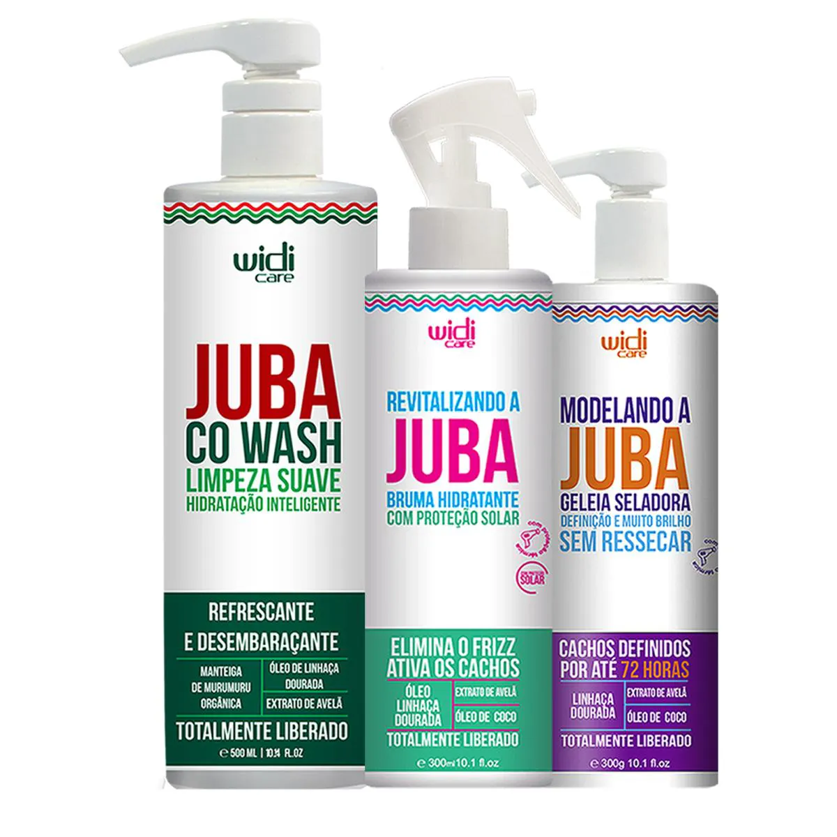 KIT WIDI CARE JUBA COWASH, BRUMA, GELEIA SELADORA DE CACHOS