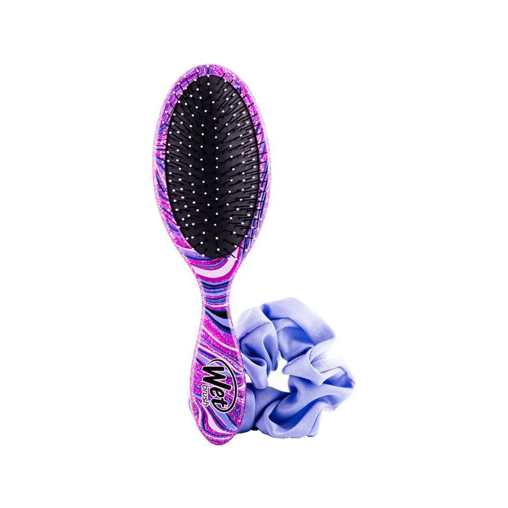 KIT WETBRUSH SWIRL STYLE ESCOVA PARA DESEMBARAçAR E SCRUNCHIE LILáS