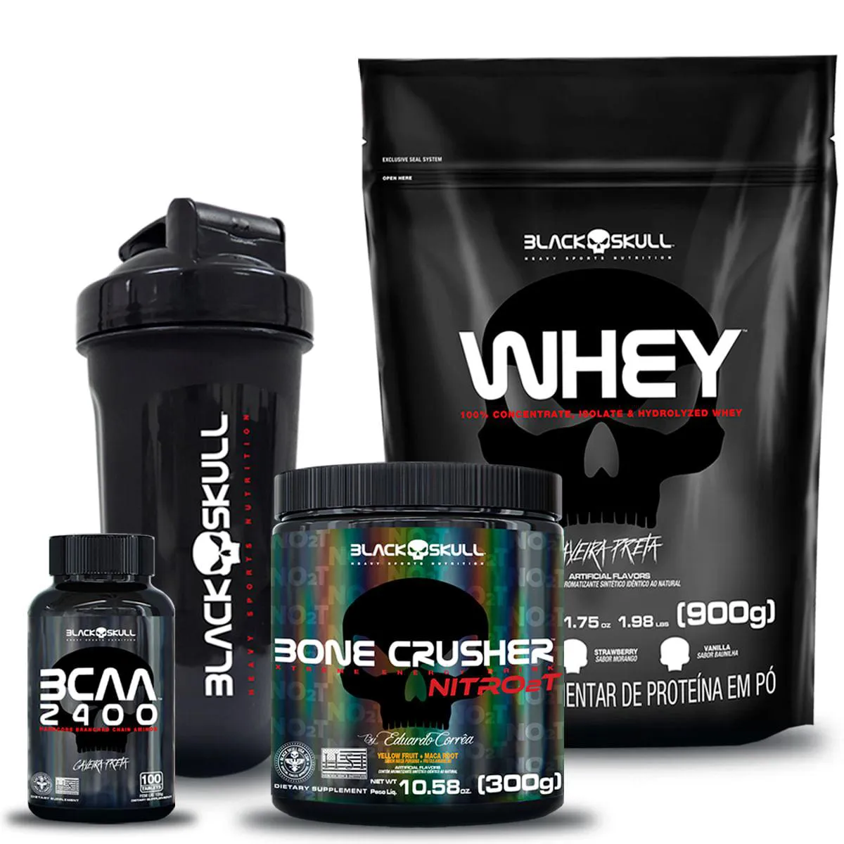 NOVO BONE CRUSHER NITRO 2T+ WHEY + BCAA + COQUETELEIRA NOVO BONE CRUSHER NITRO 2T+ WHEY (MOR) + BCAA + COQUETELEIRA