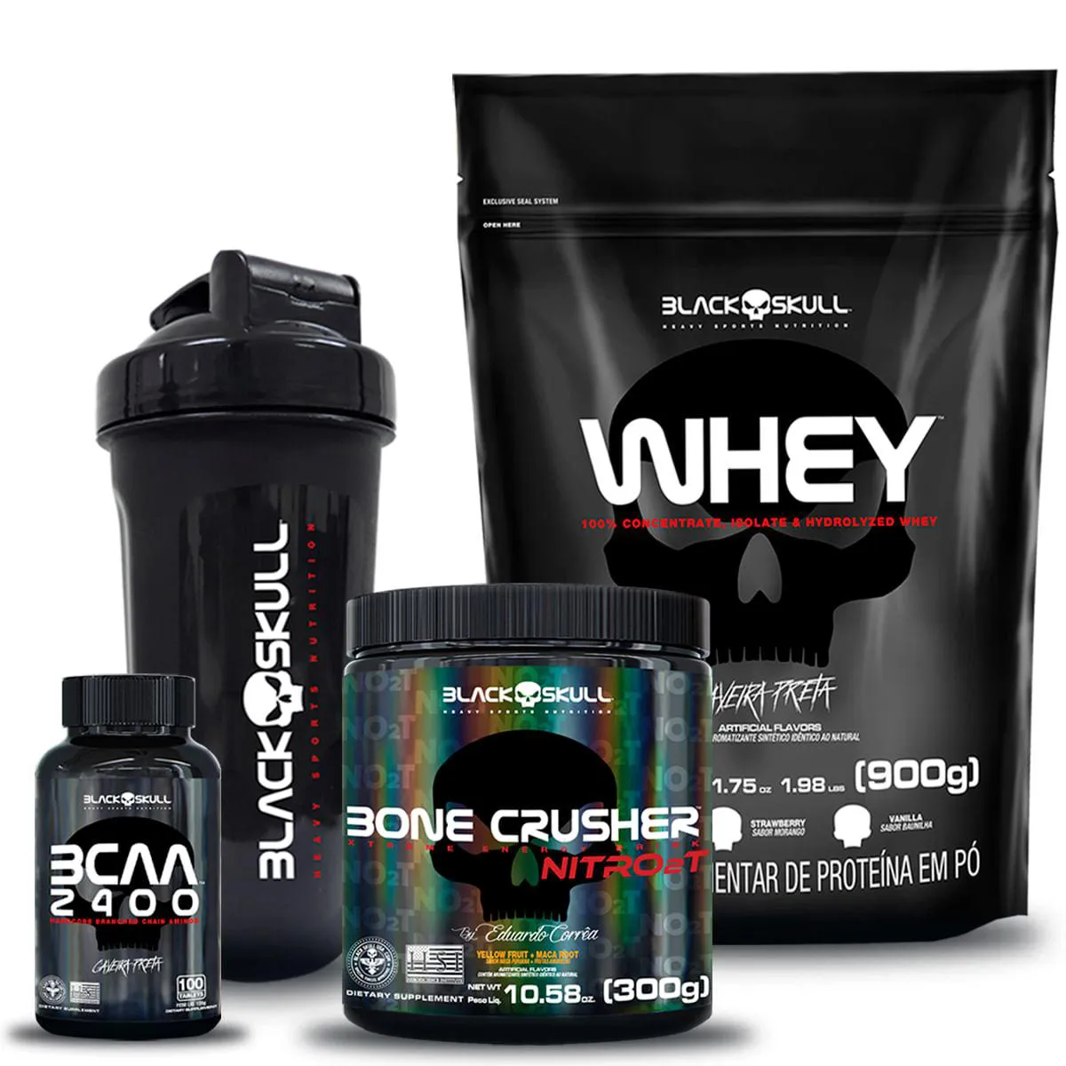 NOVO BONE CRUSHER NITRO 2T+ WHEY + BCAA + COQUETELEIRA NOVO BONE CRUSHER NITRO 2T+ WHEY (BAU) + BCAA + COQUETELEIRA