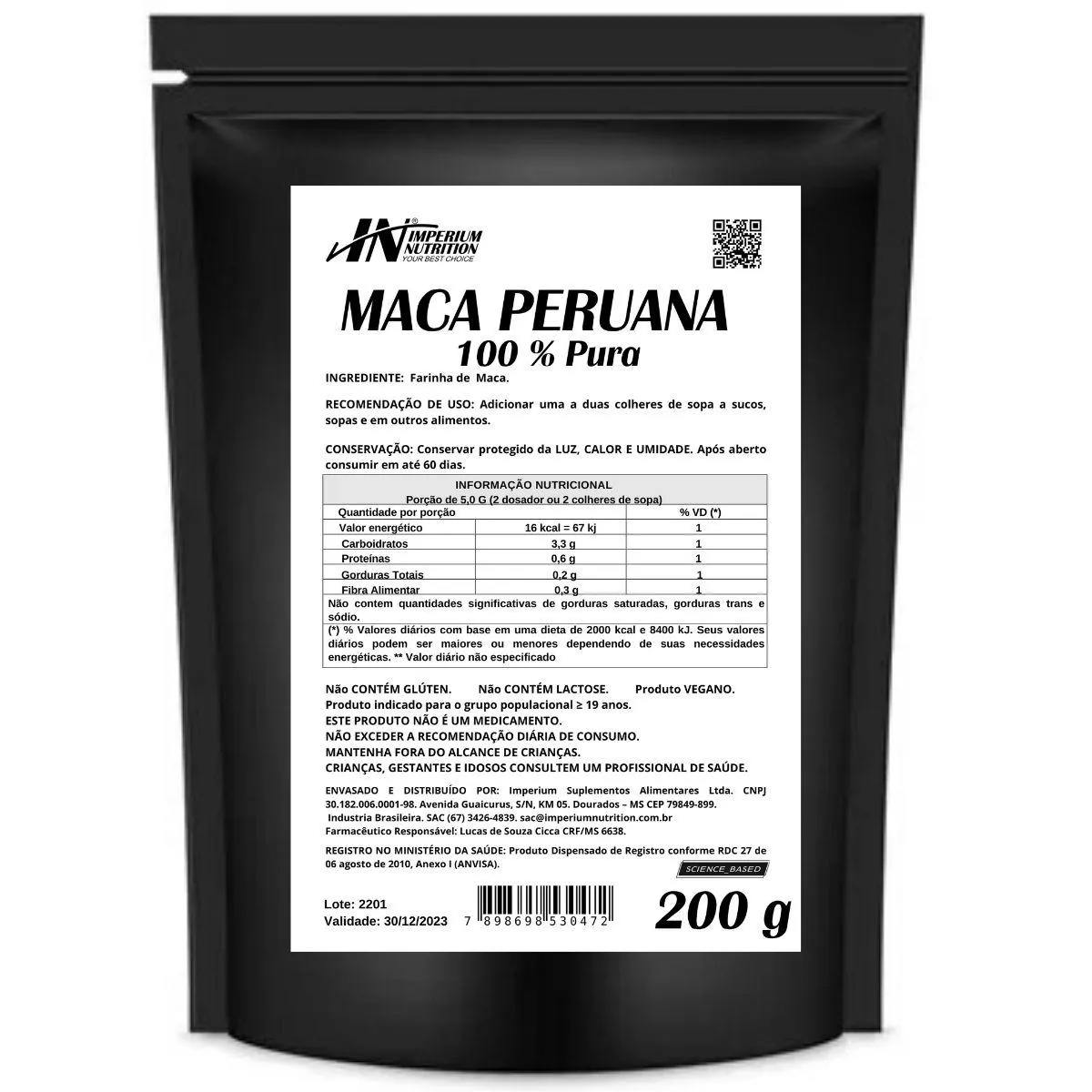 MACA PERUANA EM PÓ 200G IMPERIUM NUTRITION
