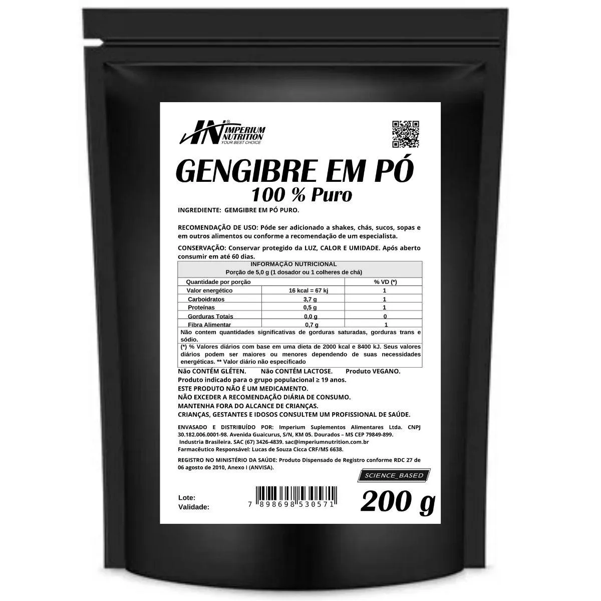 GENGIBRE EM PÓ 200G IMPERIUM NUTRITION