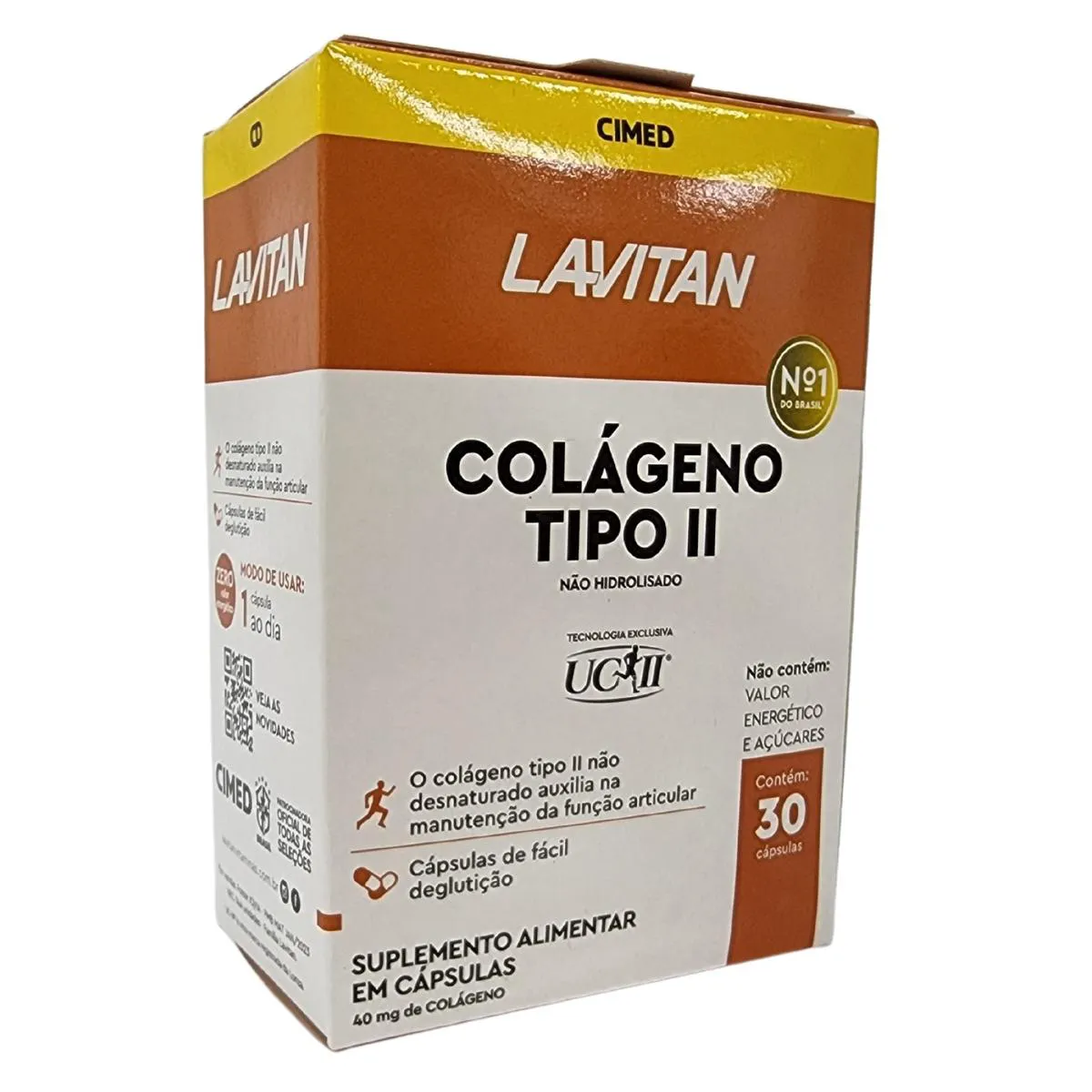 COLáGENO TIPO II UC II NãO HIDROLISADO 40MG LAVITAN CIMED COM 30 CáPSULAS