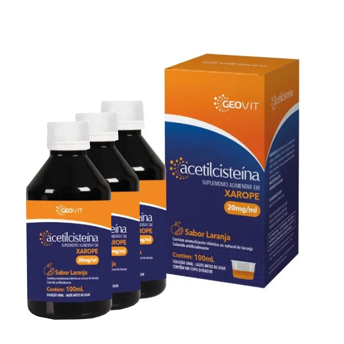 03UN ACETILCISTEINA SABOR LARANJA 100ML 20MG/ML GEOVIT