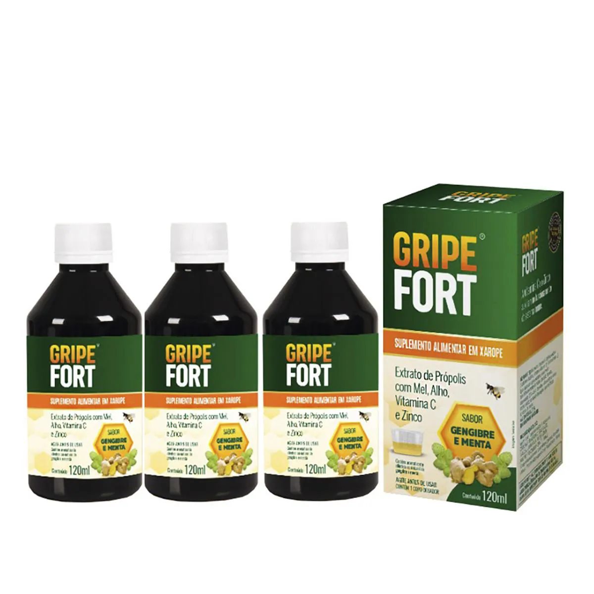 3X GRIPE FORT EUROFITO 120ML SABOR GENGIBRE E MENTA