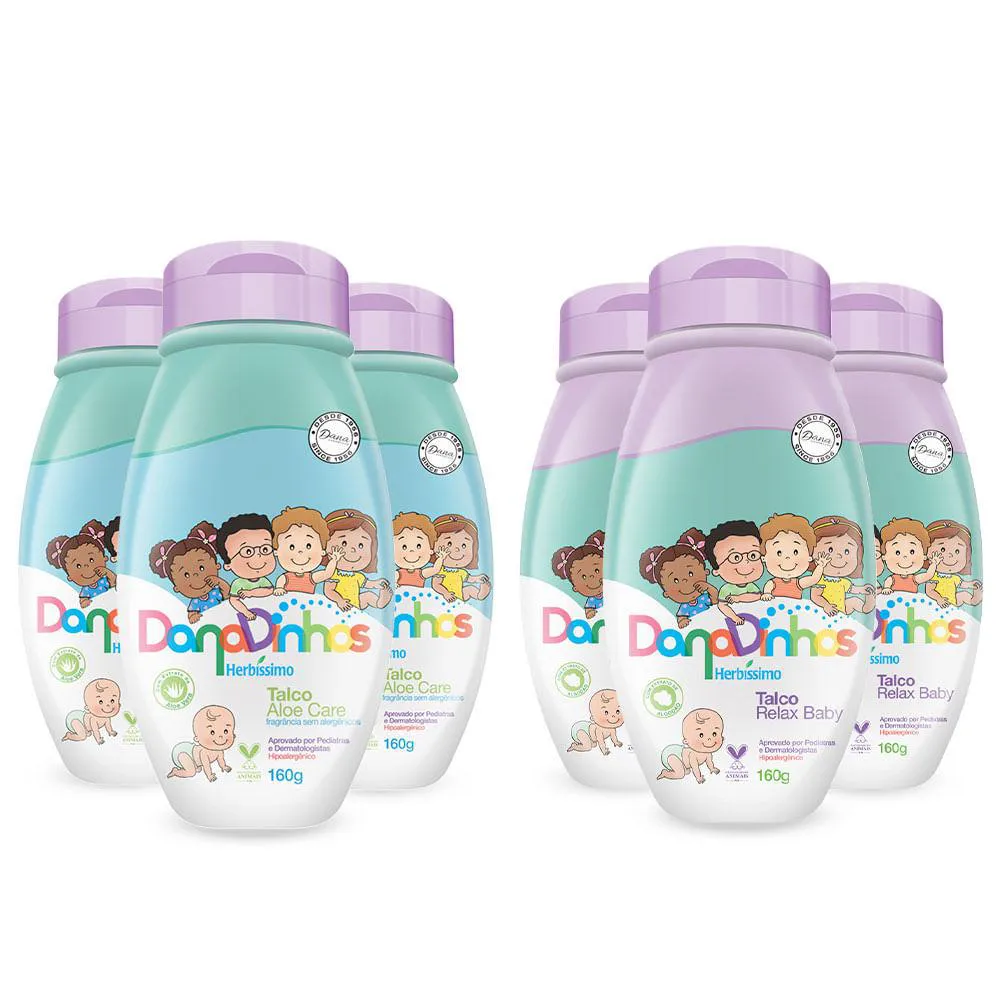Kit Talco Herbíssimo Danadinhos 160g 6 unidades