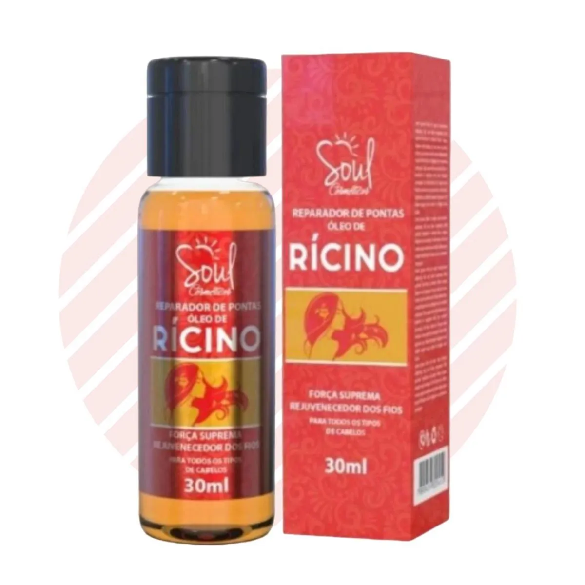 REPARADOR DE PONTAS ÓLEO DE RíCINO FORçA REJUVENECEDOR DOS FIOS 30ML SOUL COSMéTICOS REF 1453