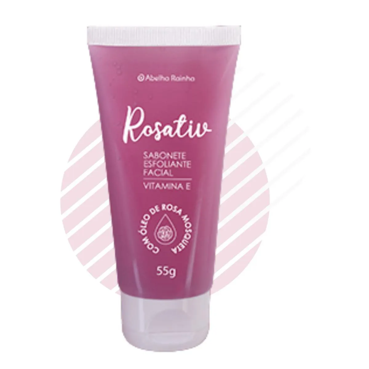SABONETE ESFOLIANTE FACIAL ROSATIV COM ÓLEO DE ROSA MOSQUETA 55GR ABELHA RAINHA REF 3080