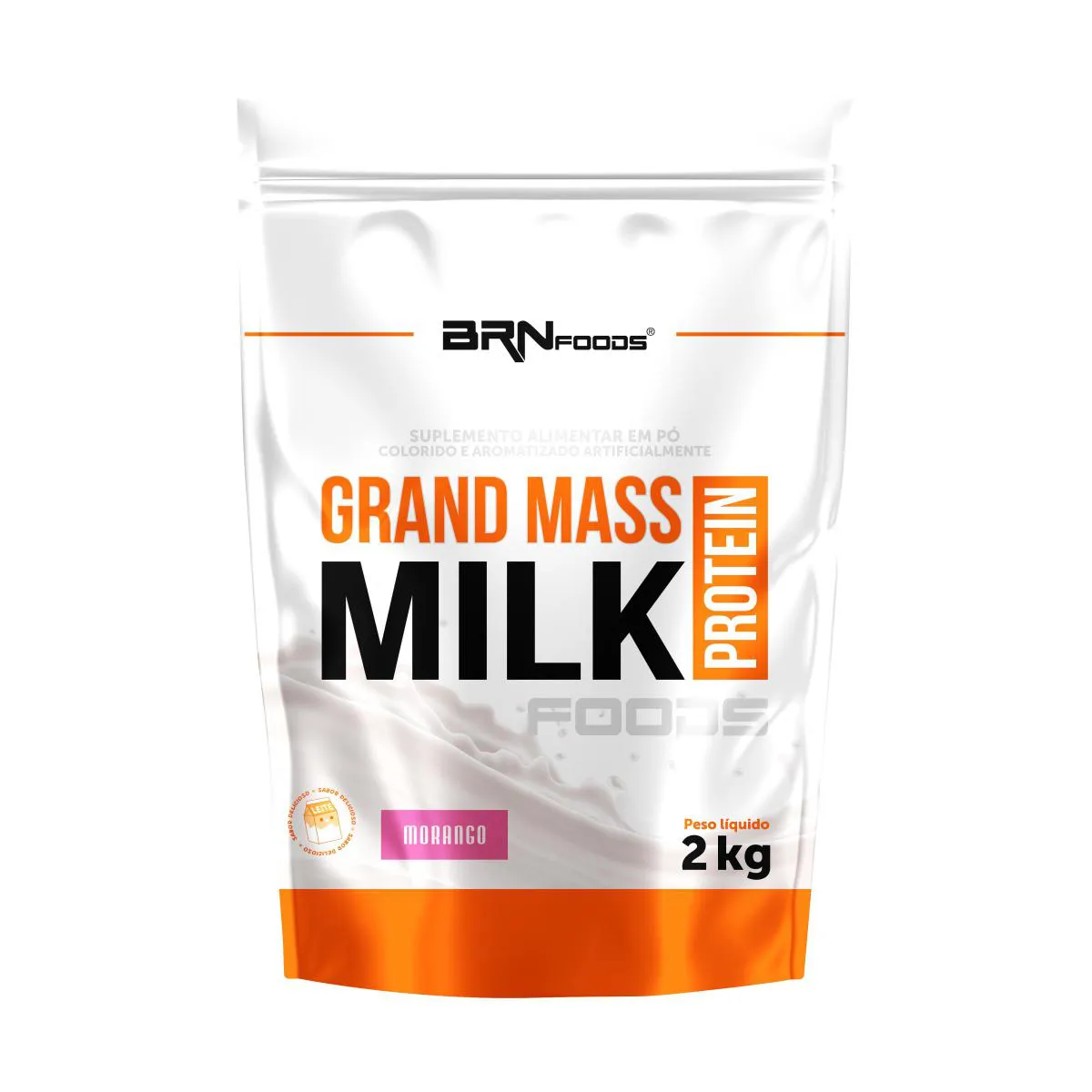 Hipercalórico Brn Foods Grand Mass Milk Protein Sem Soja Morango 2kg 