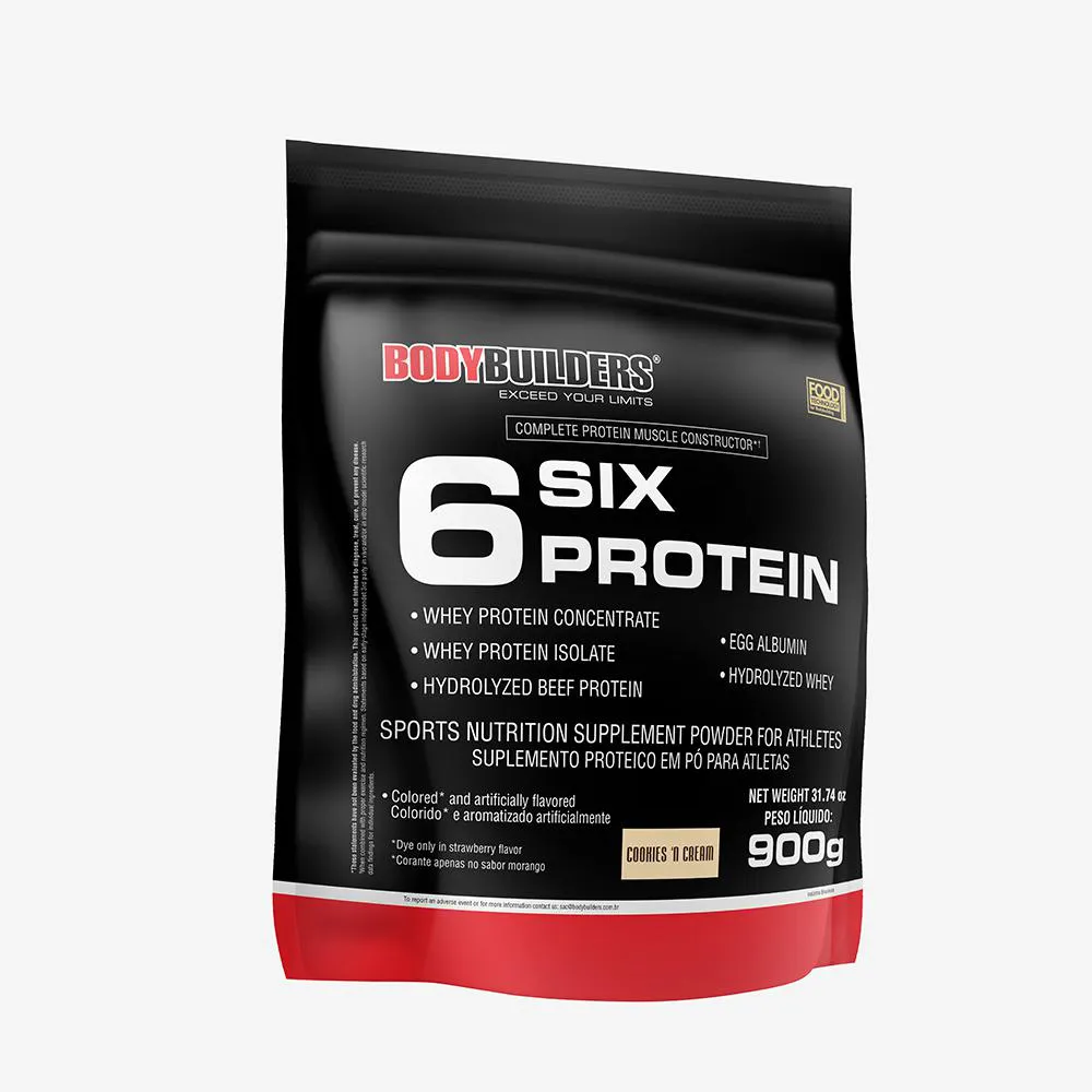 WHEY PROTEIN CONCENTRADO - 6 SIX PROTEIN 900G  – BODYBUILDERS  Cookies & Cream