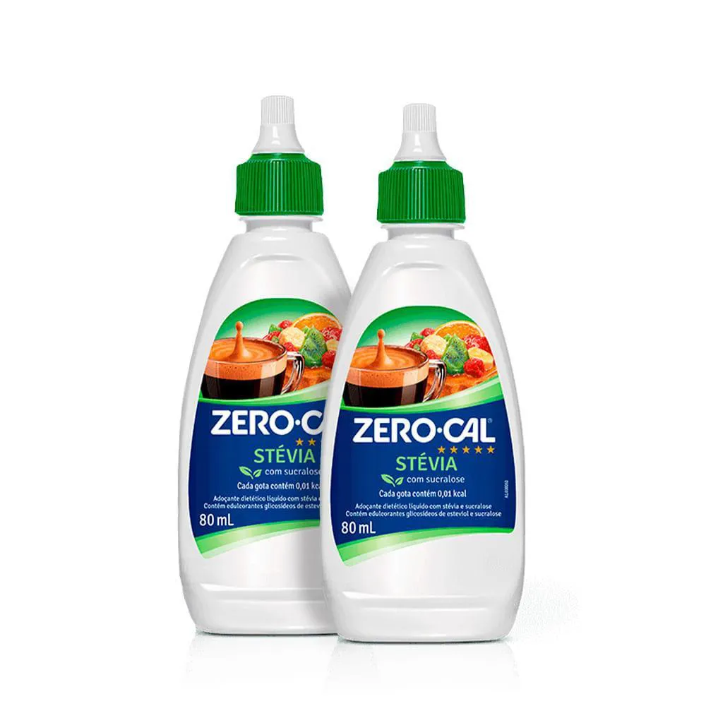 KIT 2 ADOçANTES ZERO-CAL STEVIA LíQUIDO 80ML