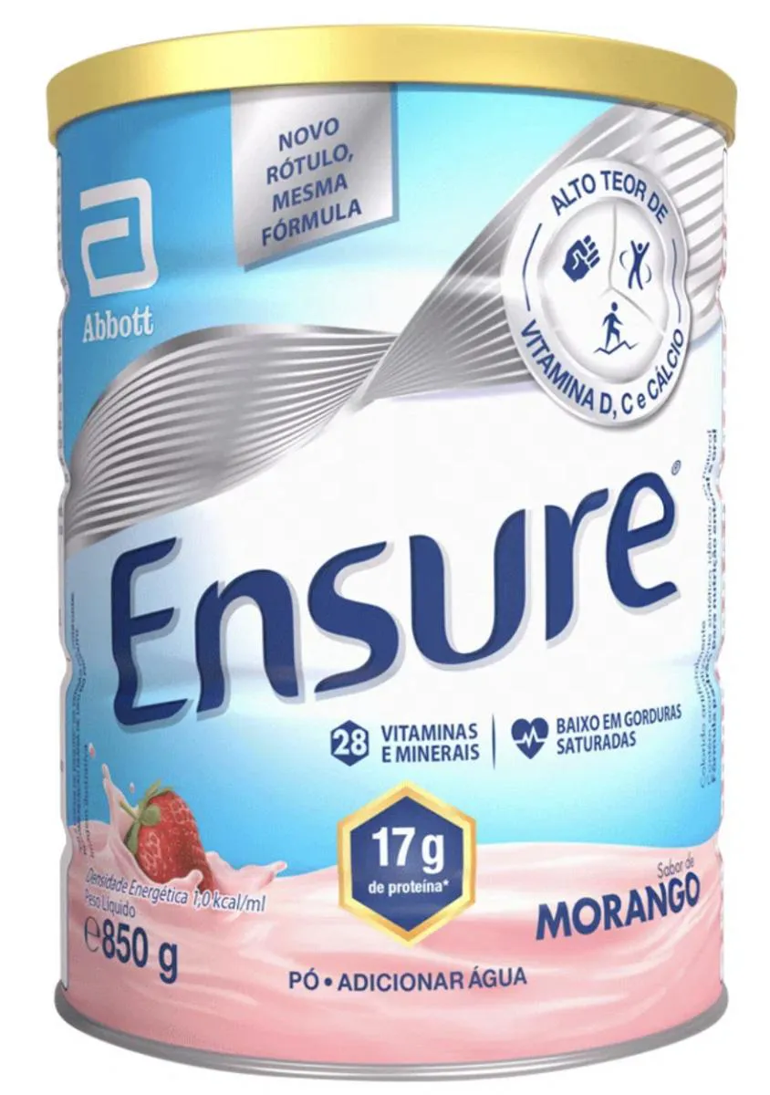 ENSURE MORANGO SUPLEMENTO ALIMENTAR IDOSO SENIOR 850G | Drogasil