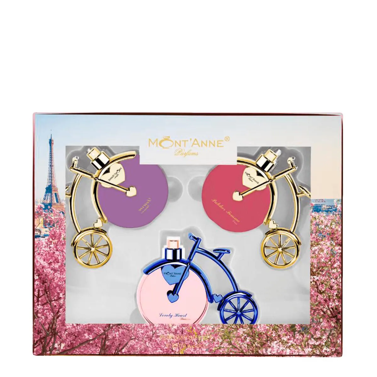Kit Mont'Anne Parfums Eau de Parfum Feminino Deserve Glamour 25ml +Pulcher Femme Luxe 25ml + Lovely Heart Luxe 25ml
