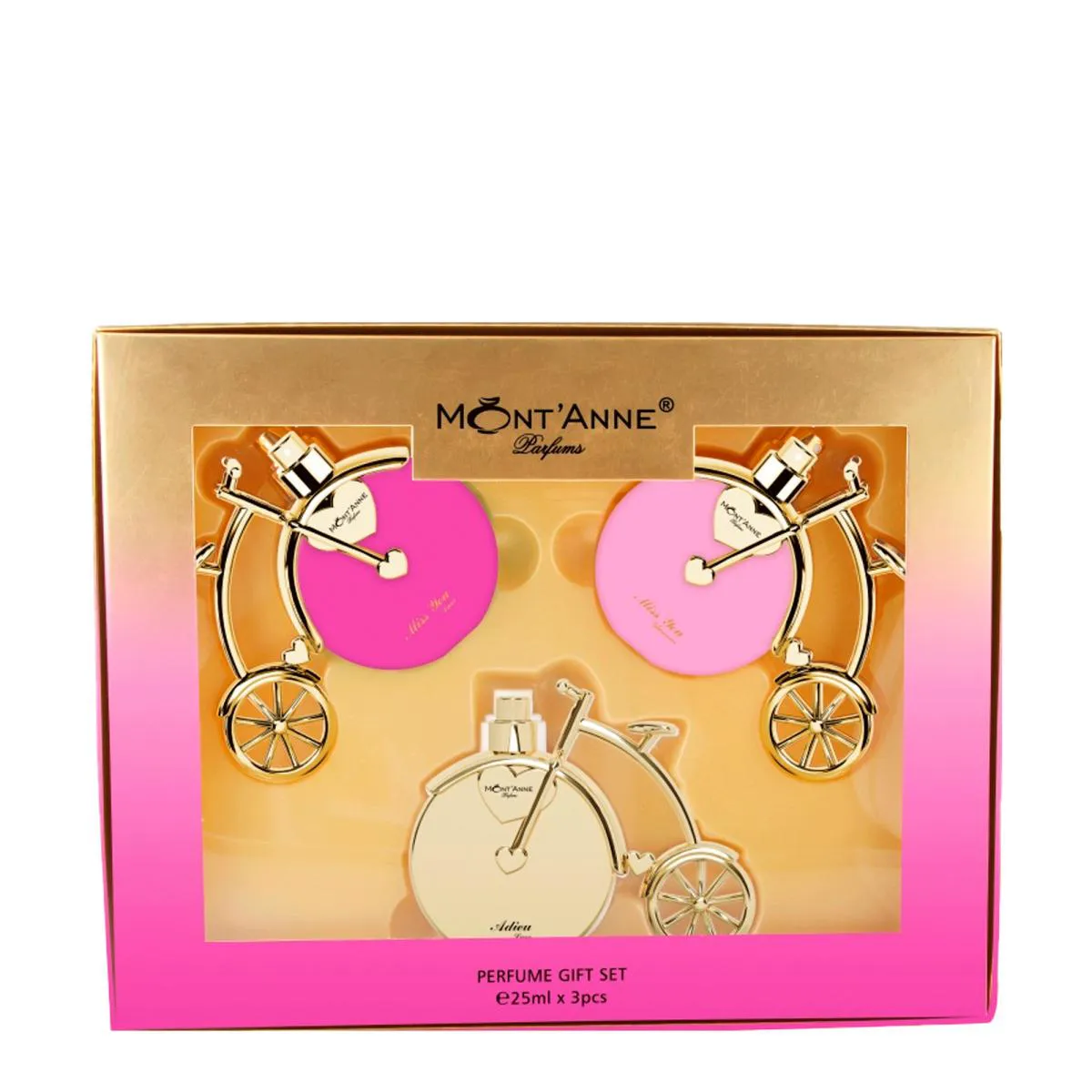 Kit Mont'Anne Parfums Eau de Parfum Feminino Miss You Luxe 25ml + Miss You Glamour 25ml + Adieu Luxe 25ml