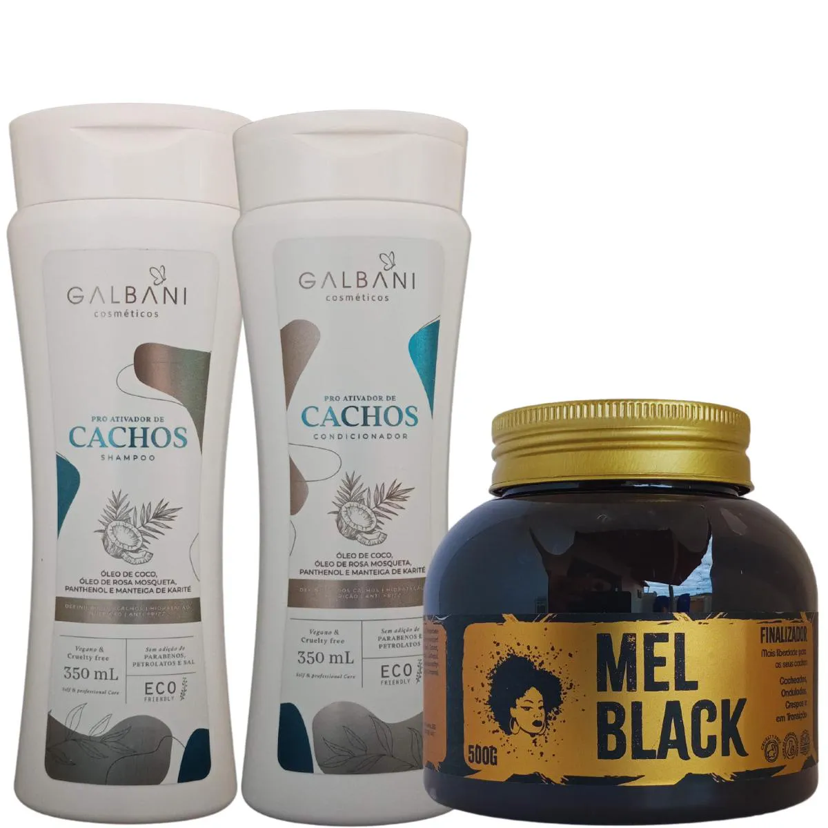 FINALIZADOR DE CACHOS MEL BLACK 500G +SHAMPOO-CONDICIONADOR