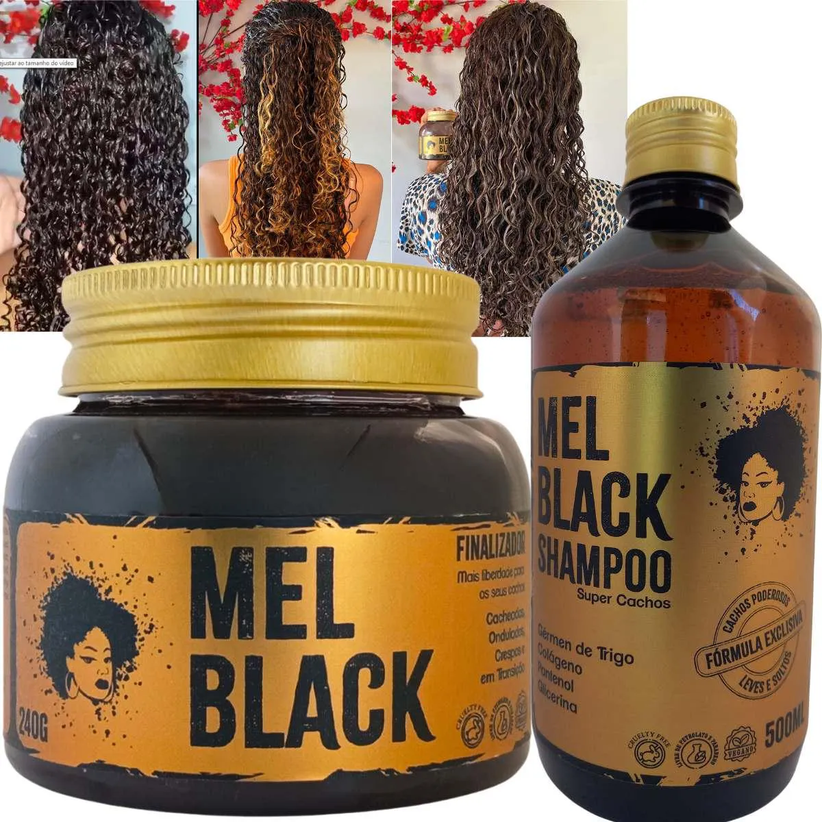 FINALIZADOR DE CACHOS MEL BLACK 240G - SHAMPOO CACHOS 500ML