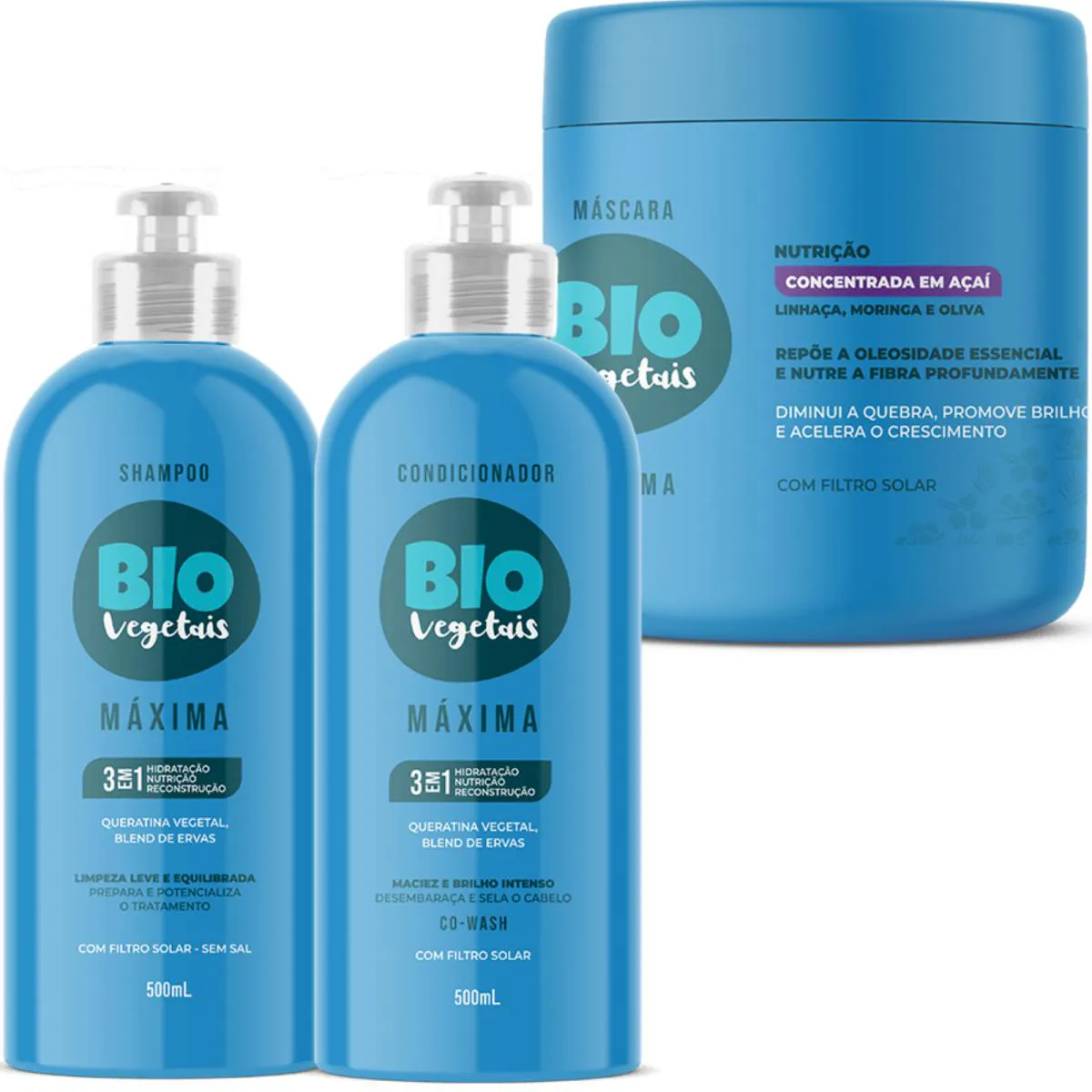 KIT MáSCARA NUTRIçãO 500G - SHAMPOO - CONDICIONADOR