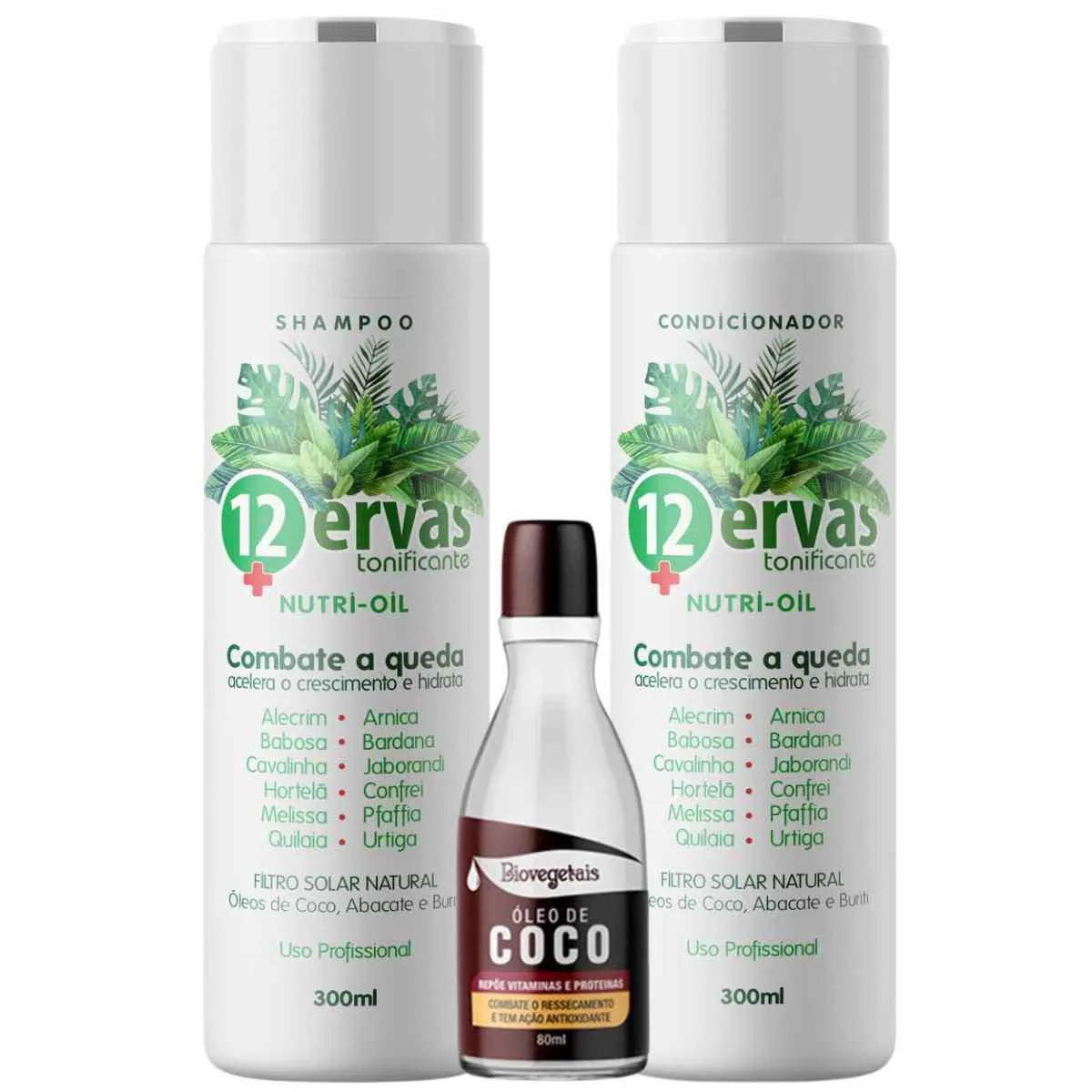 KIT ANTIQUEDA SHAMPOO CONDICIONADOR E ÓLEO DE COCO